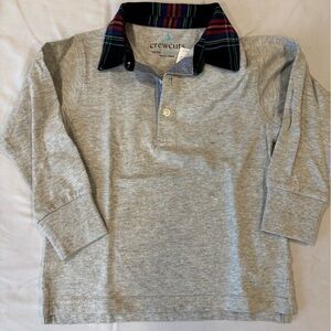 Crewcuts Heather Gray Polo with Plaid Collar